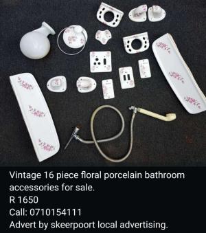 vintage 16 piece porcelain bathroom accessories for sale