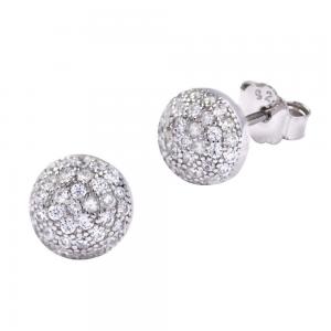 925 Silver round pave cubic zirconia stud earring - SME2824