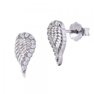 925 Silver cubic zirconia angel wing stud earring - SME2821
