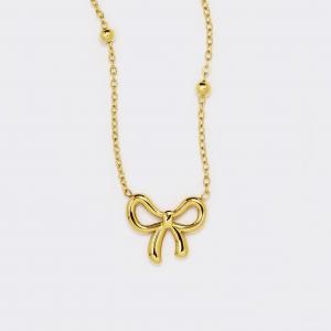 Steel bow and ball chain necklace - SSYN5548