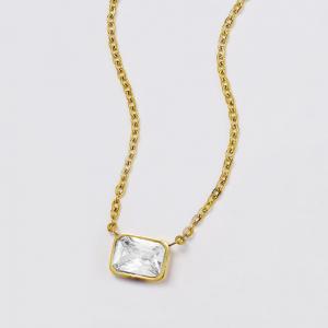 Stainless steel clear cubic zirconia necklace 45cm Pendant - SSYN5058