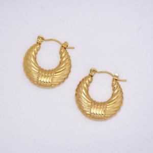 Stainless steel textured creole hoops - SSYE5260