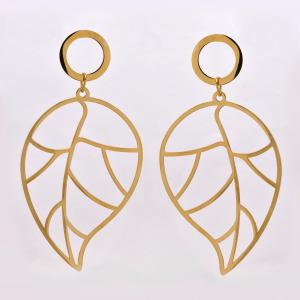 Stainless steel 7cm large cutout leaf drop stud - SSYE5245