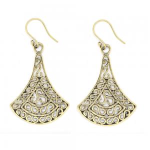 Brass Gold infinity pattern bell shaped drop earring - IFE181