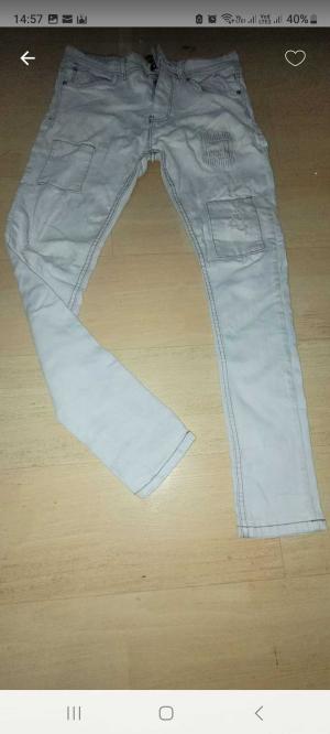 Men Hemisphere Light gray jeans. Button up zip. 34w 60 l