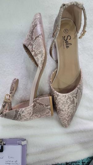 ladies snake skin court shoe