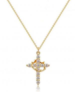 Rotatable Cross and Crown Ladies Necklace