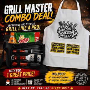 Grill Master Apron & Braai Tool Combo