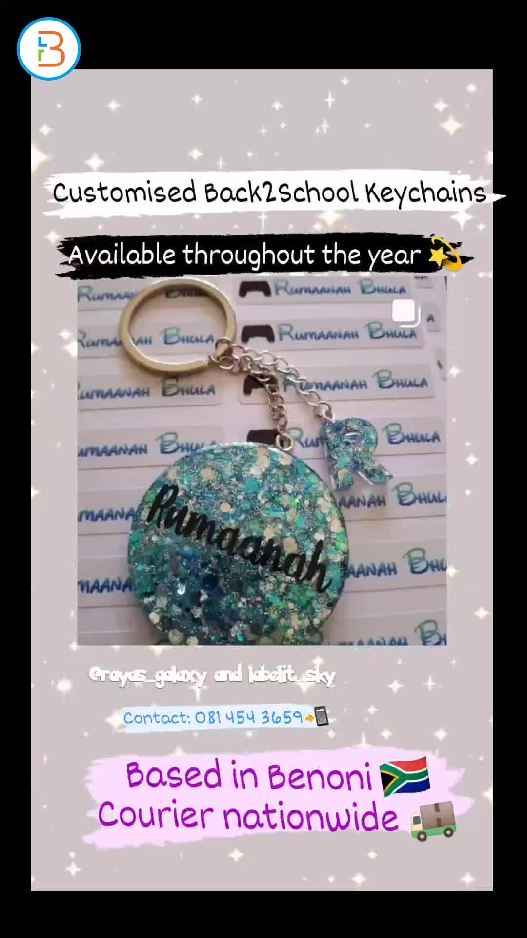 Resin Keyrings customised to any colour/colour combo
R 80 each