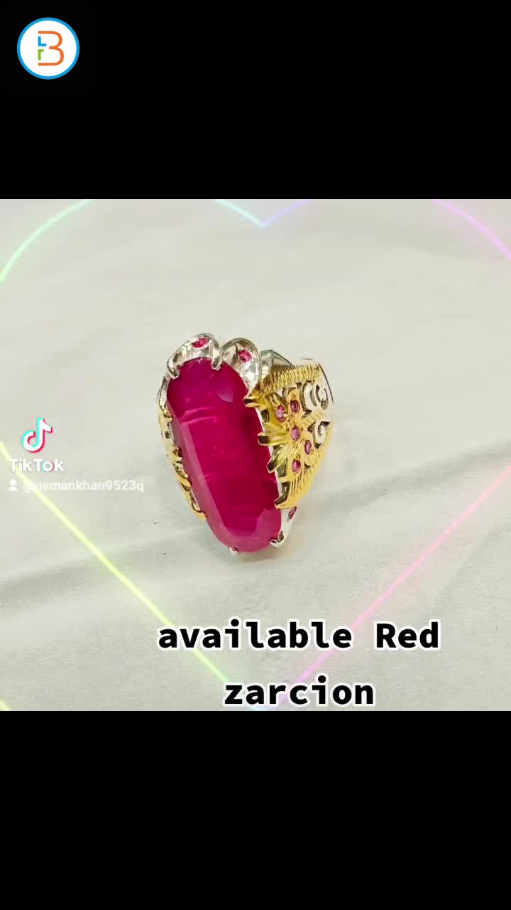 silver Rings stone Red zarcion natural