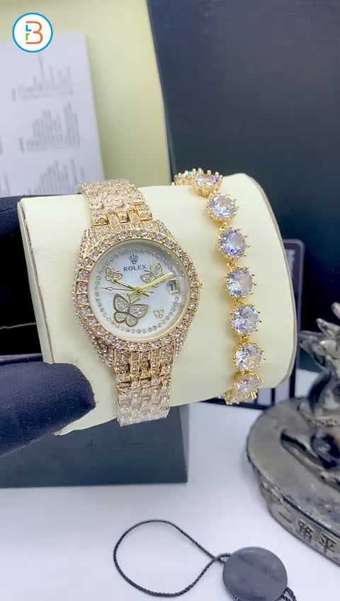 Iced Rolex chain watch with bracelet