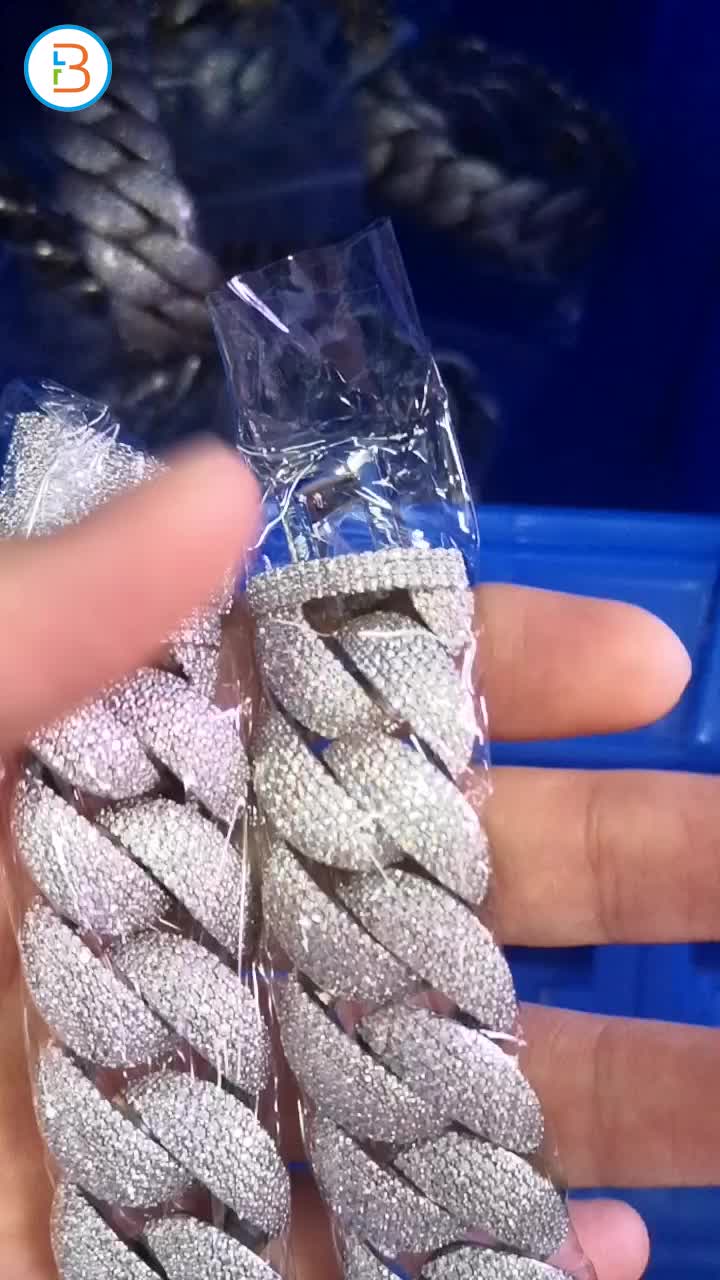 Cuban link chain with diamonds