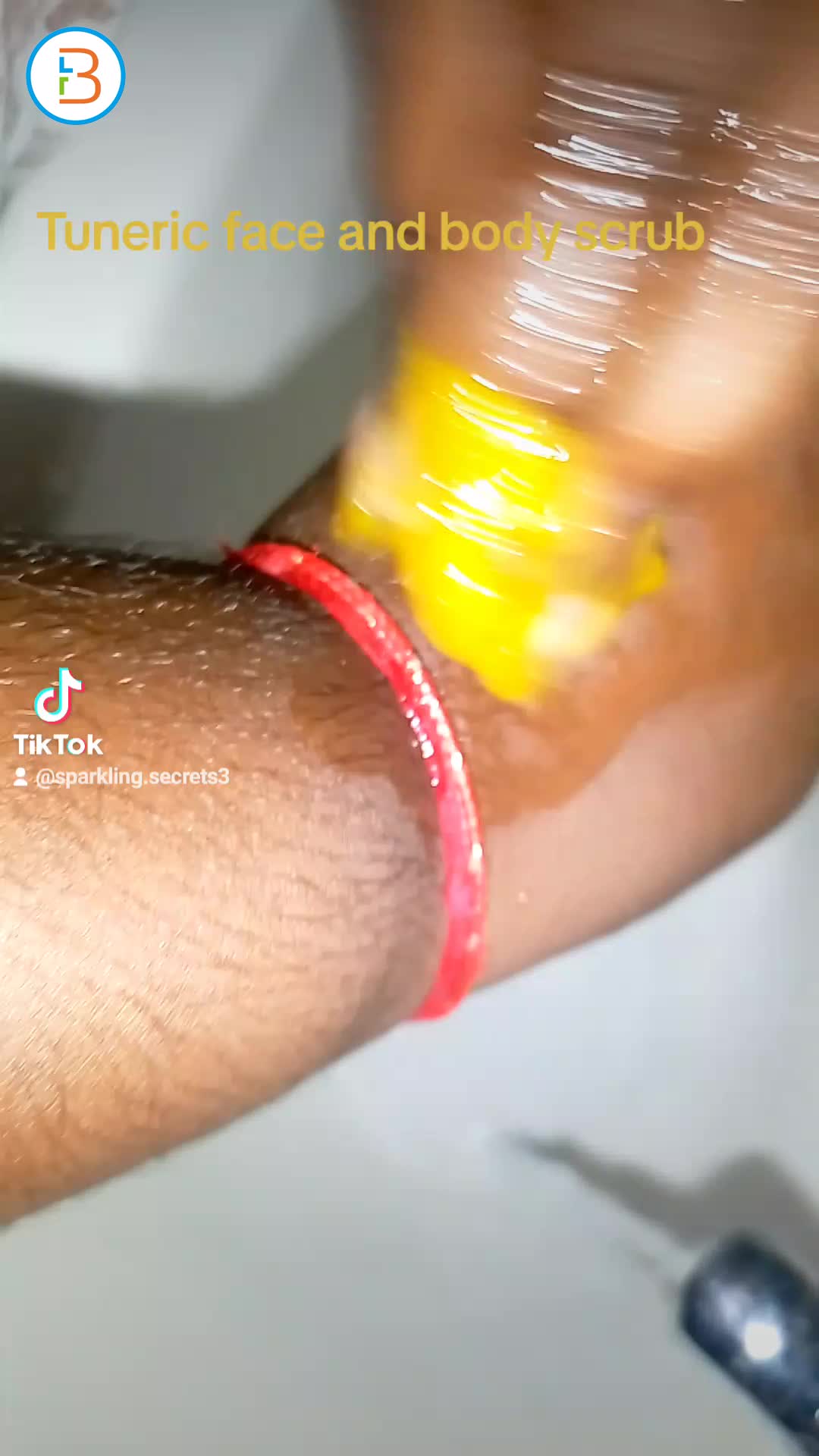 the instant result of our amazing tumeric face and body scrub