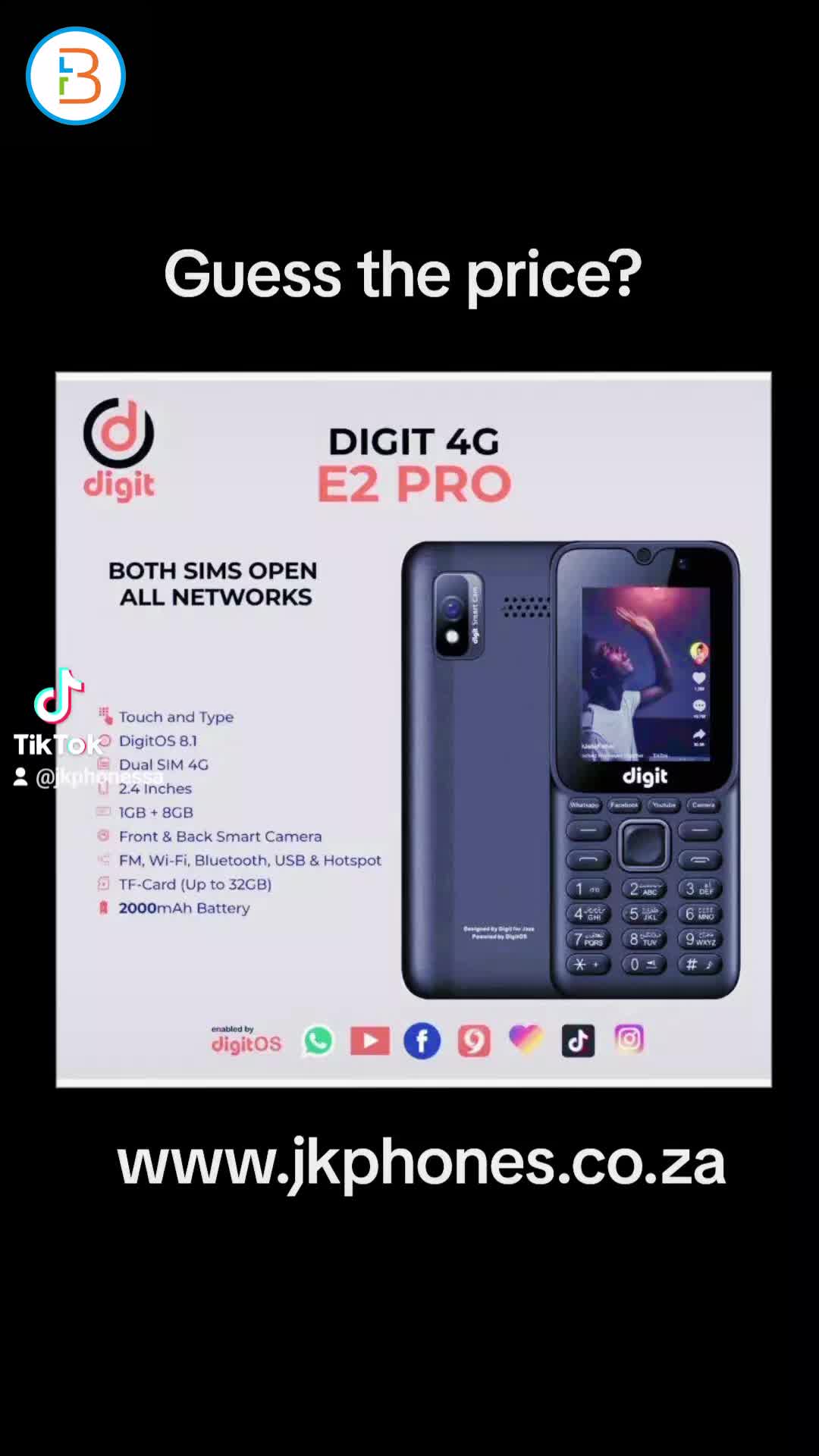 Digit E2 Pro with WhatsApp, ticktock, Youtube and Netflix